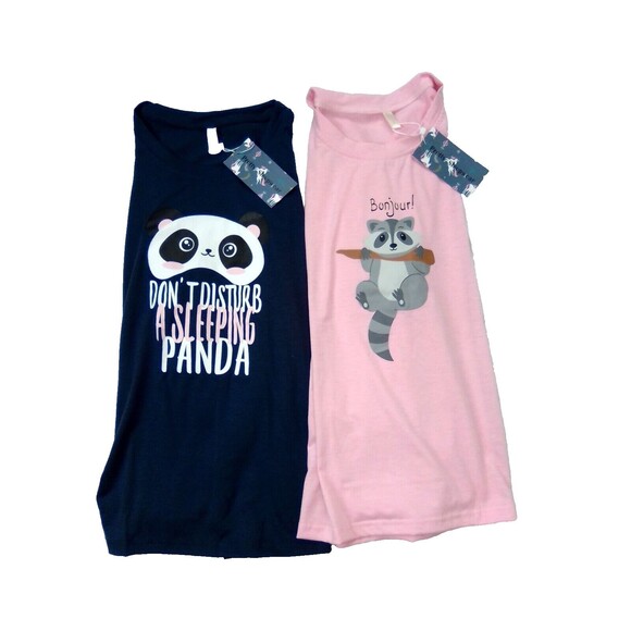 Set of 2 Vopmocld Girl's Cartoon Panda Pajamas Raccoon Long Sleeve Set Size L - Picture 4 of 8